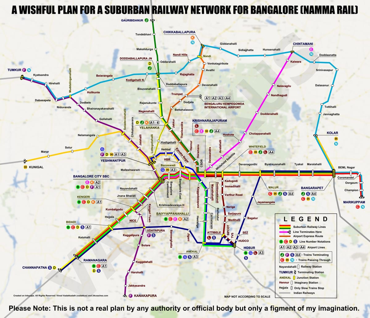 kart av Bangalore jernbanestasjon