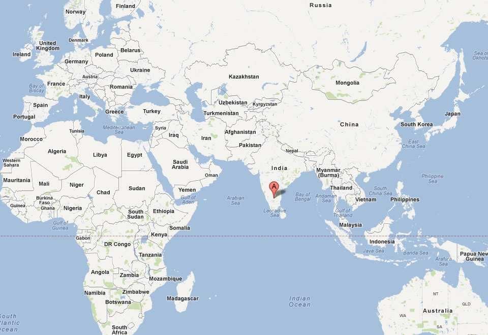 Bangalore i verden kart