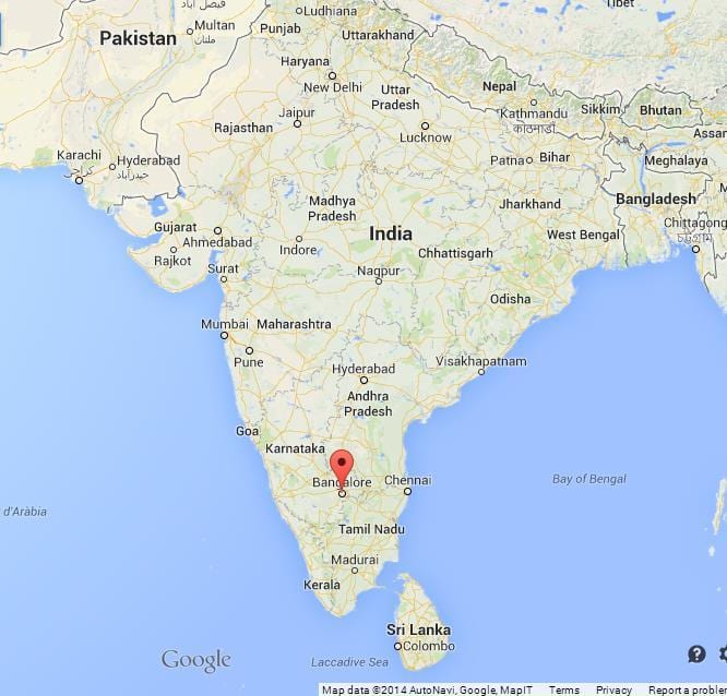 Banglore i kart over india