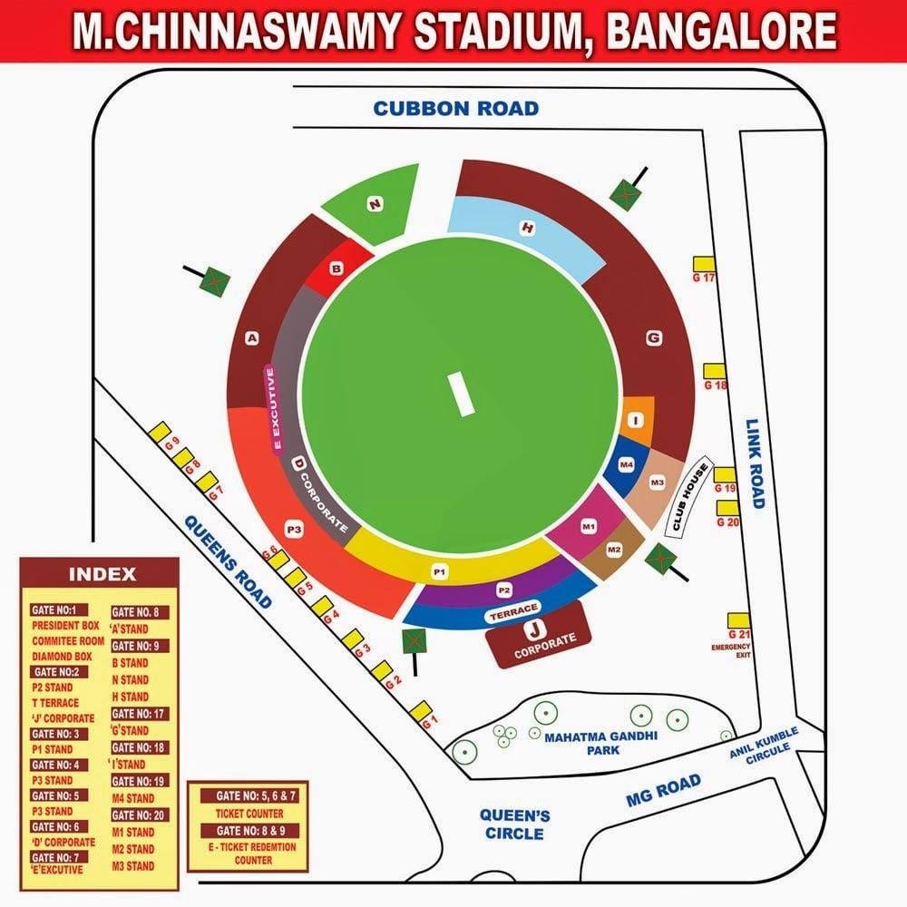 Chinnaswamy stadion sitteplasser kart
