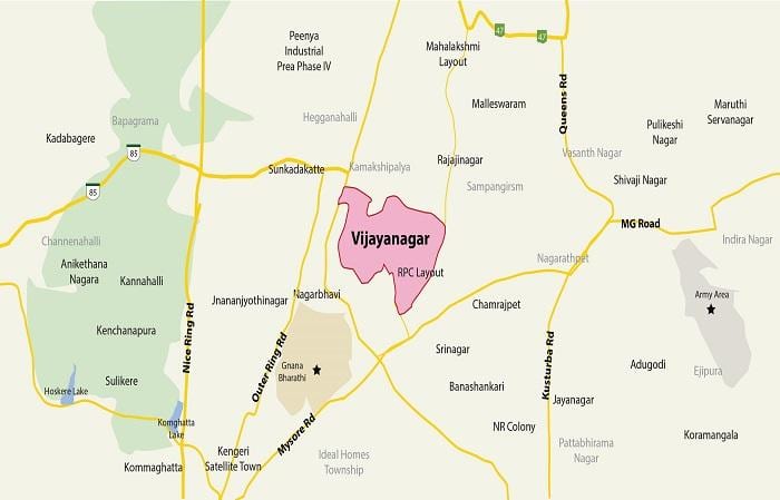 kart over Vijayanagar Bangalore
