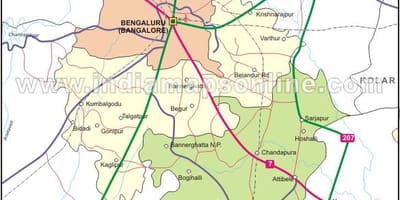 Kart over nord Bangalore
